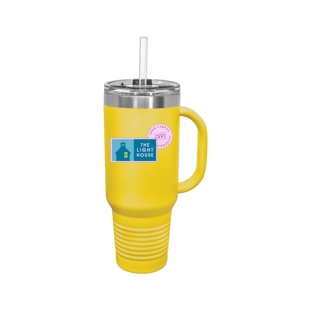 lhcampus-travel-mug-40oz-uv-drinkwarefront-40ozTravelMug-yellow-flat-front