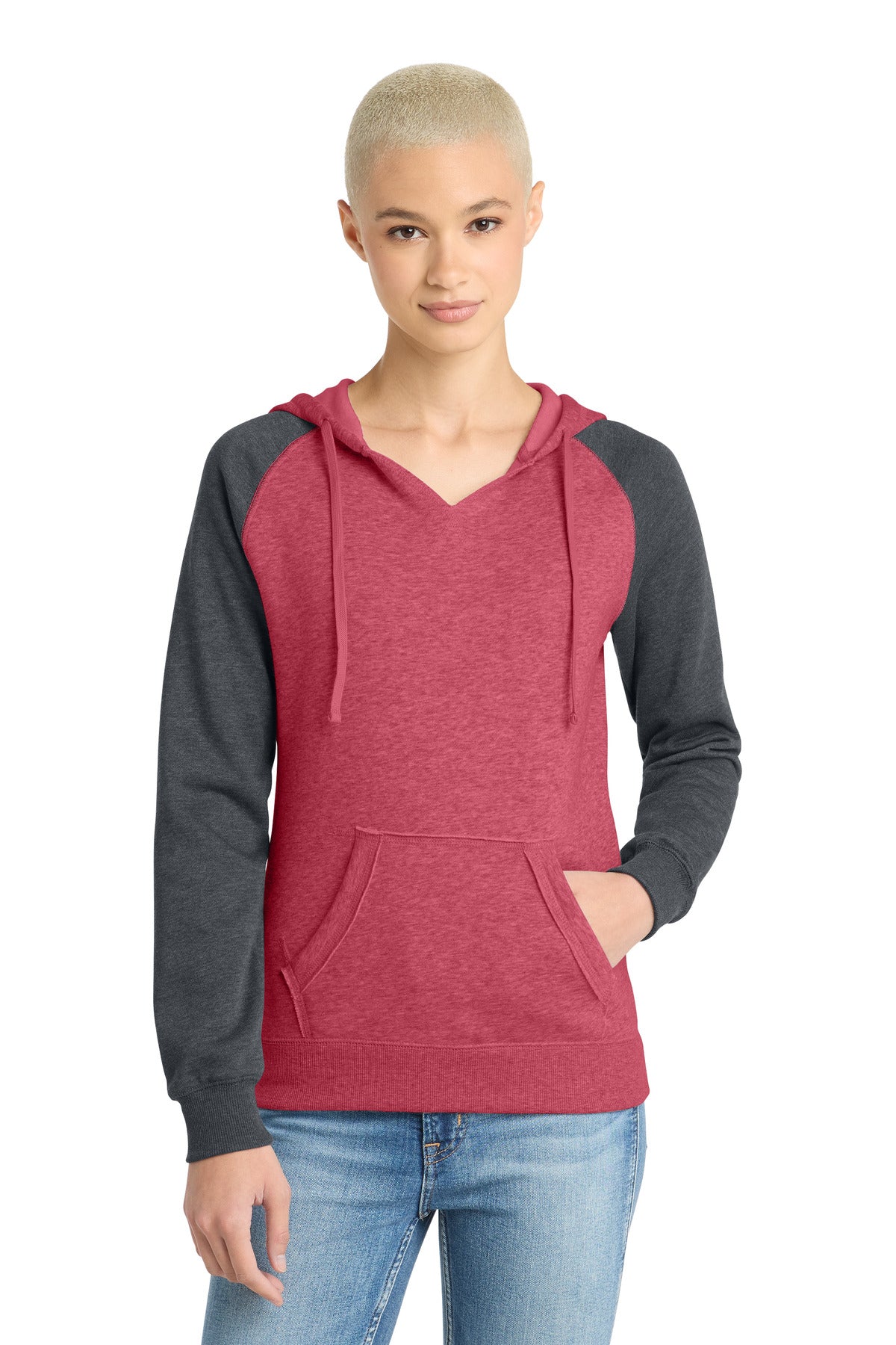 District® Women's Lightweight Fleece Raglan Hoodie. DT296