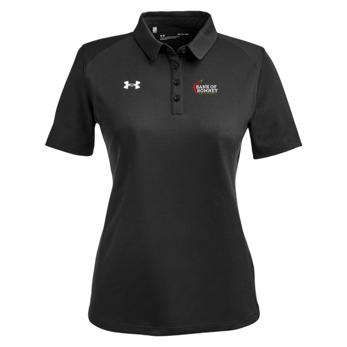 bankofromney-under-armour-womens-tech-polo-embroidery-leftchest-1370431-black-flat-front