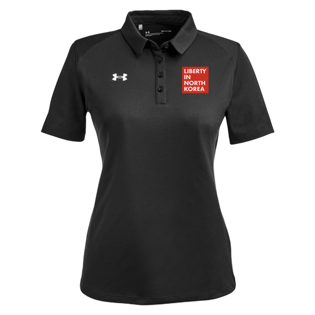 libertyinnorthkorea-under-armour-womens-tech-polo-embroidery-leftchest-1370431-black-flat-front