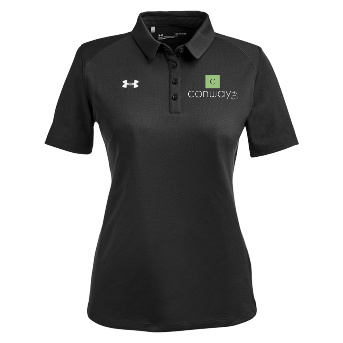 conwayobgyn-under-armour-womens-tech-polo-embroidery-leftchest-1370431-black-flat-front