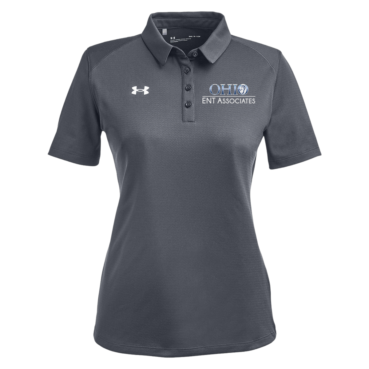 ohioentaudiology-under-armour-womens-tech-polo-embroidery-leftchest-1370431-csgreylightheatherwhite-flat-front