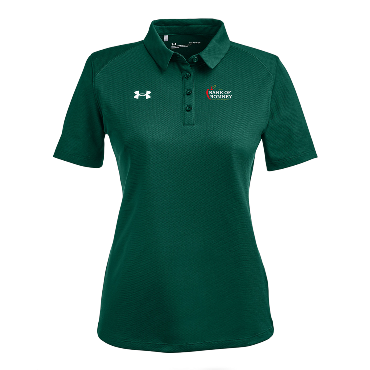 bankofromney-under-armour-womens-tech-polo-embroidery-leftchest-1370431-forgreen-flat-front