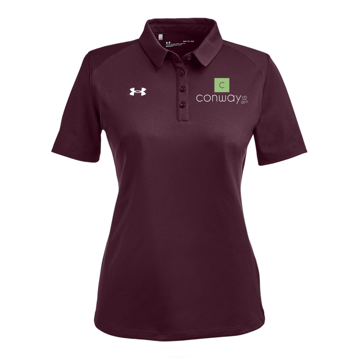 conwayobgyn-under-armour-womens-tech-polo-embroidery-leftchest-1370431-maroon-flat-front