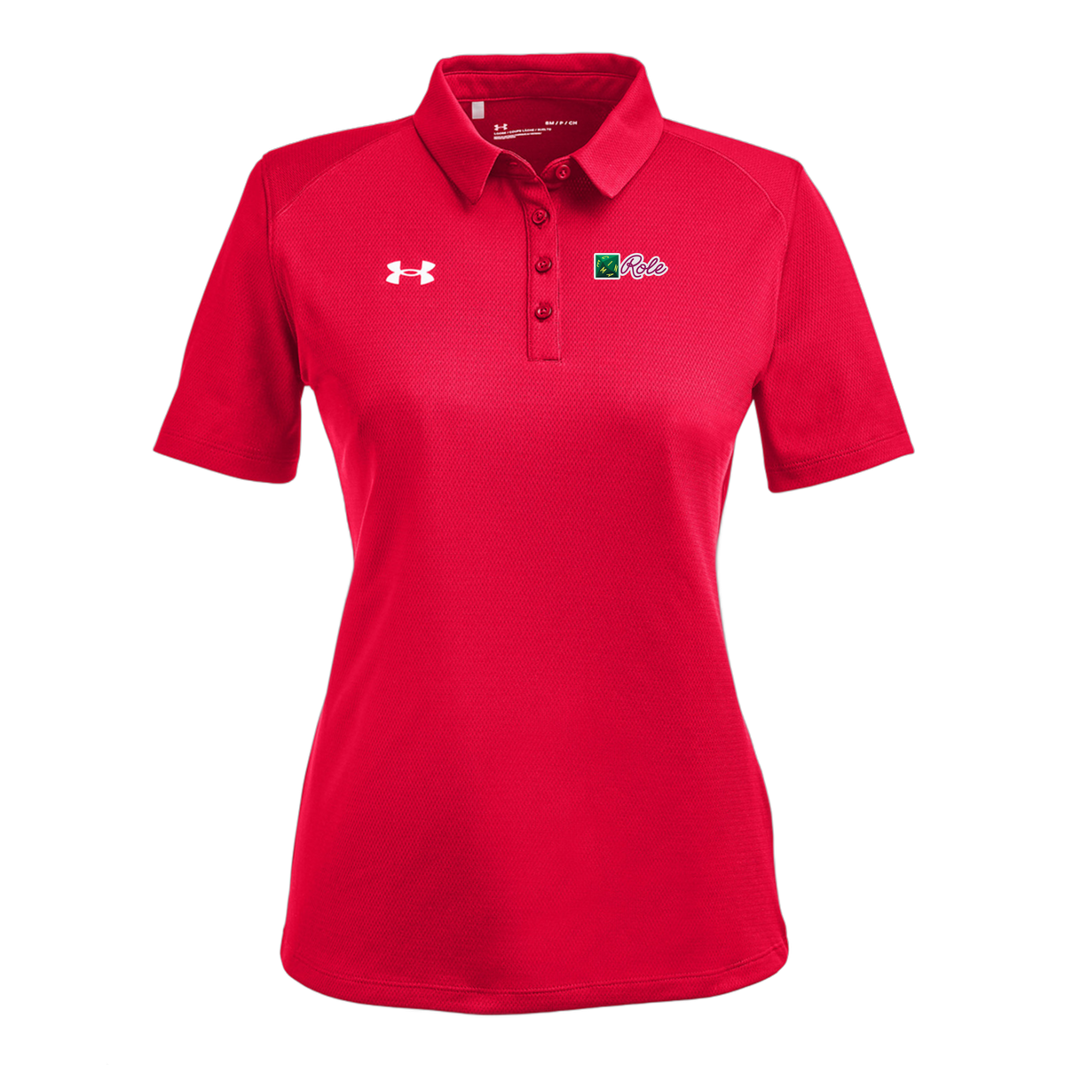 cinemarole-under-armour-womens-tech-polo-embroidery-leftchest-1370431-red-flat-front