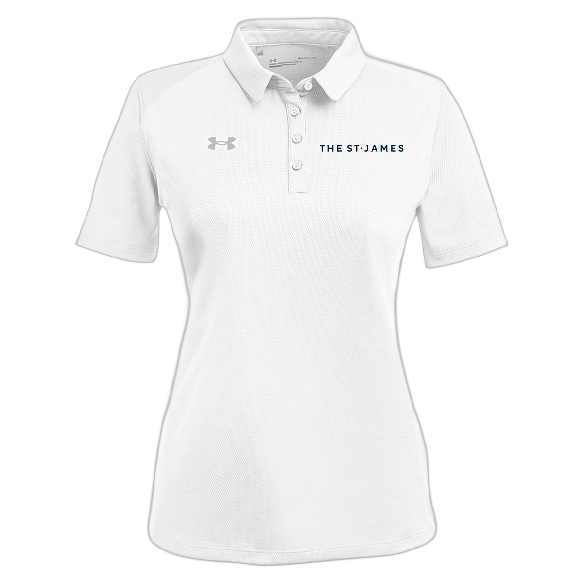 thestjames-under-armour-womens-tech-polo-embroidery-leftchest-1370431-white-flat-front