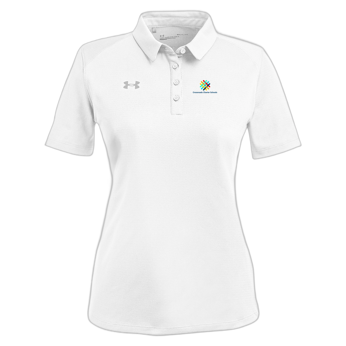 crossroadsschoolskc-under-armour-womens-tech-polo-embroidery-leftchest-1370431-white-flat-front