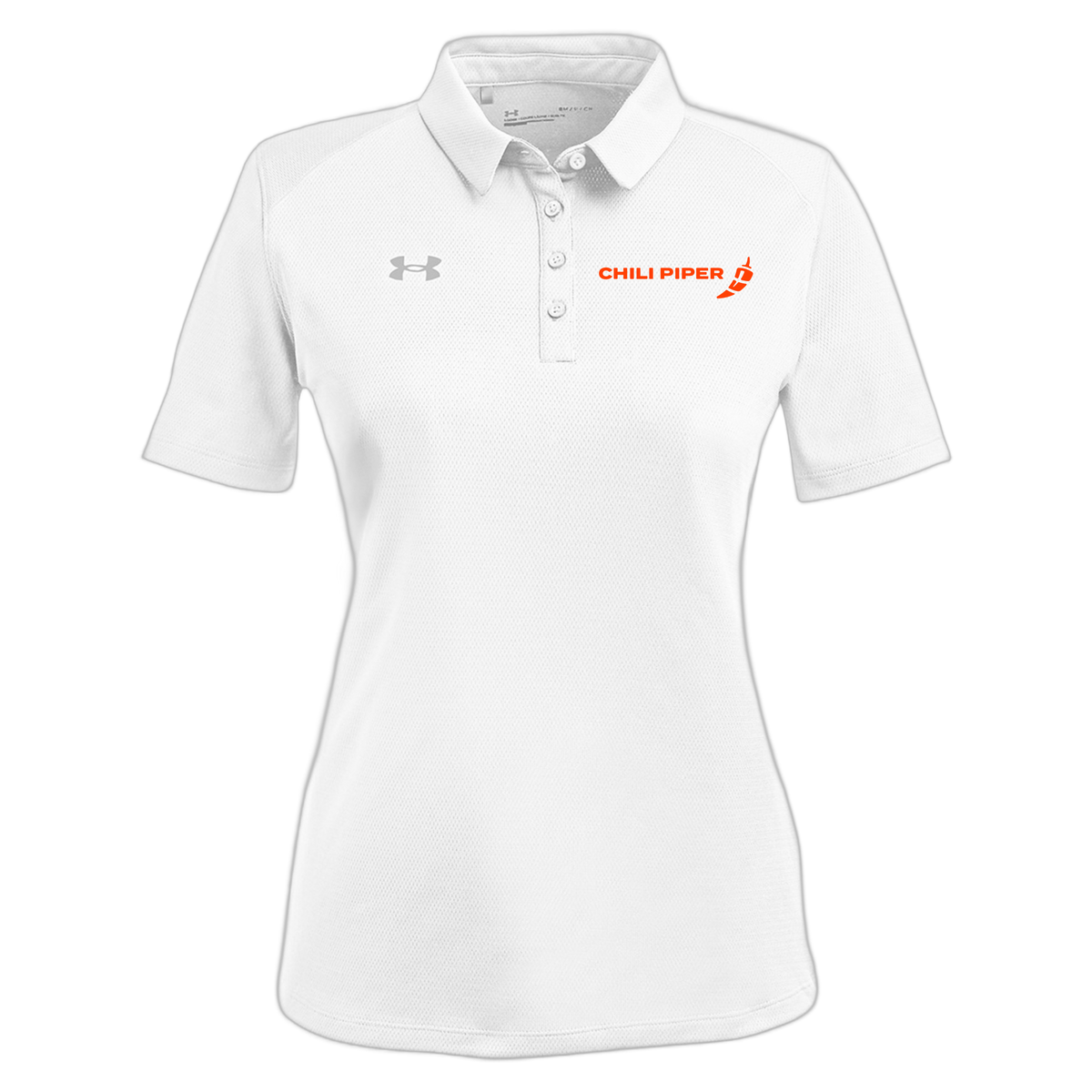 chilipiper-under-armour-womens-tech-polo-embroidery-leftchest-1370431-white-flat-front