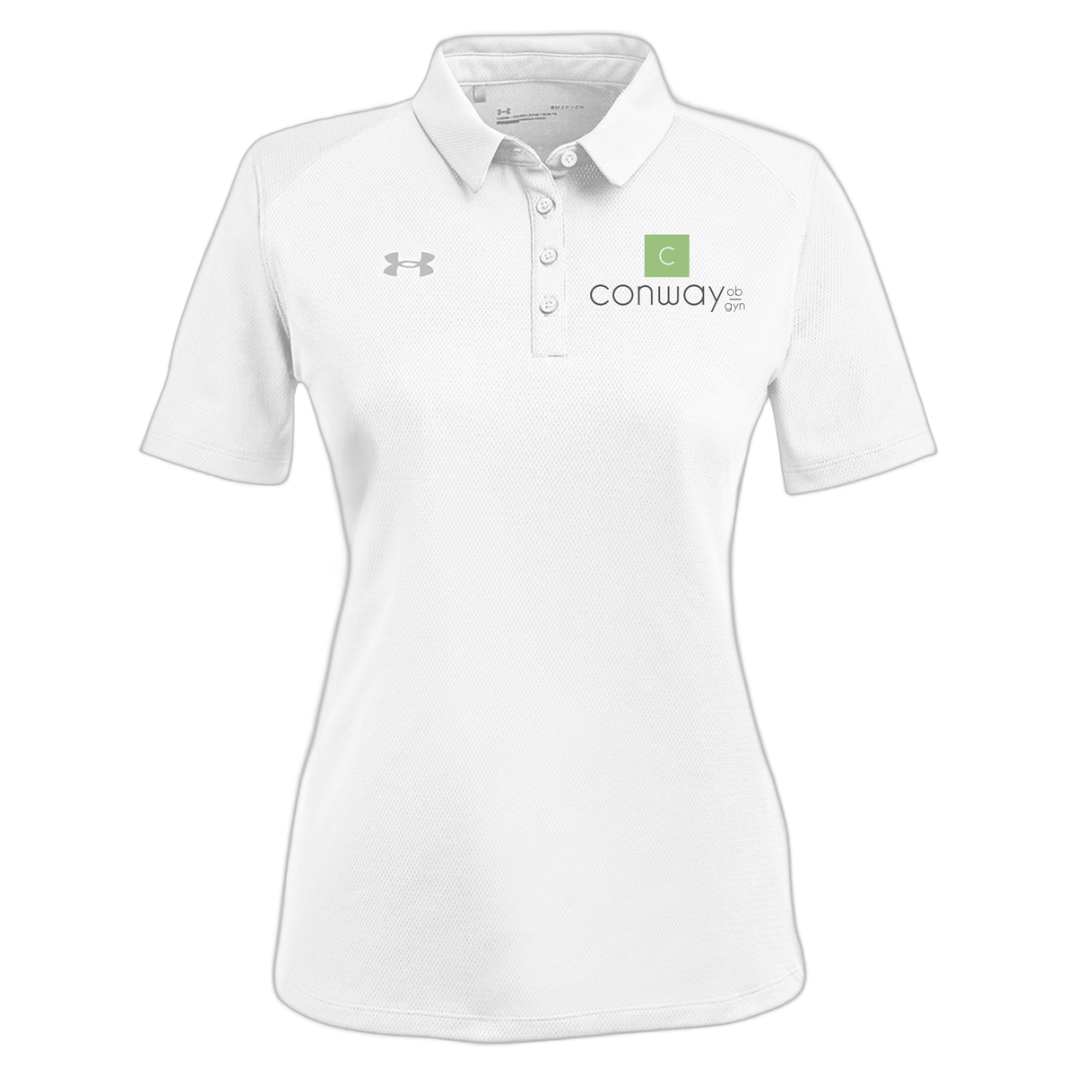 conwayobgyn-under-armour-womens-tech-polo-embroidery-leftchest-1370431-white-flat-front