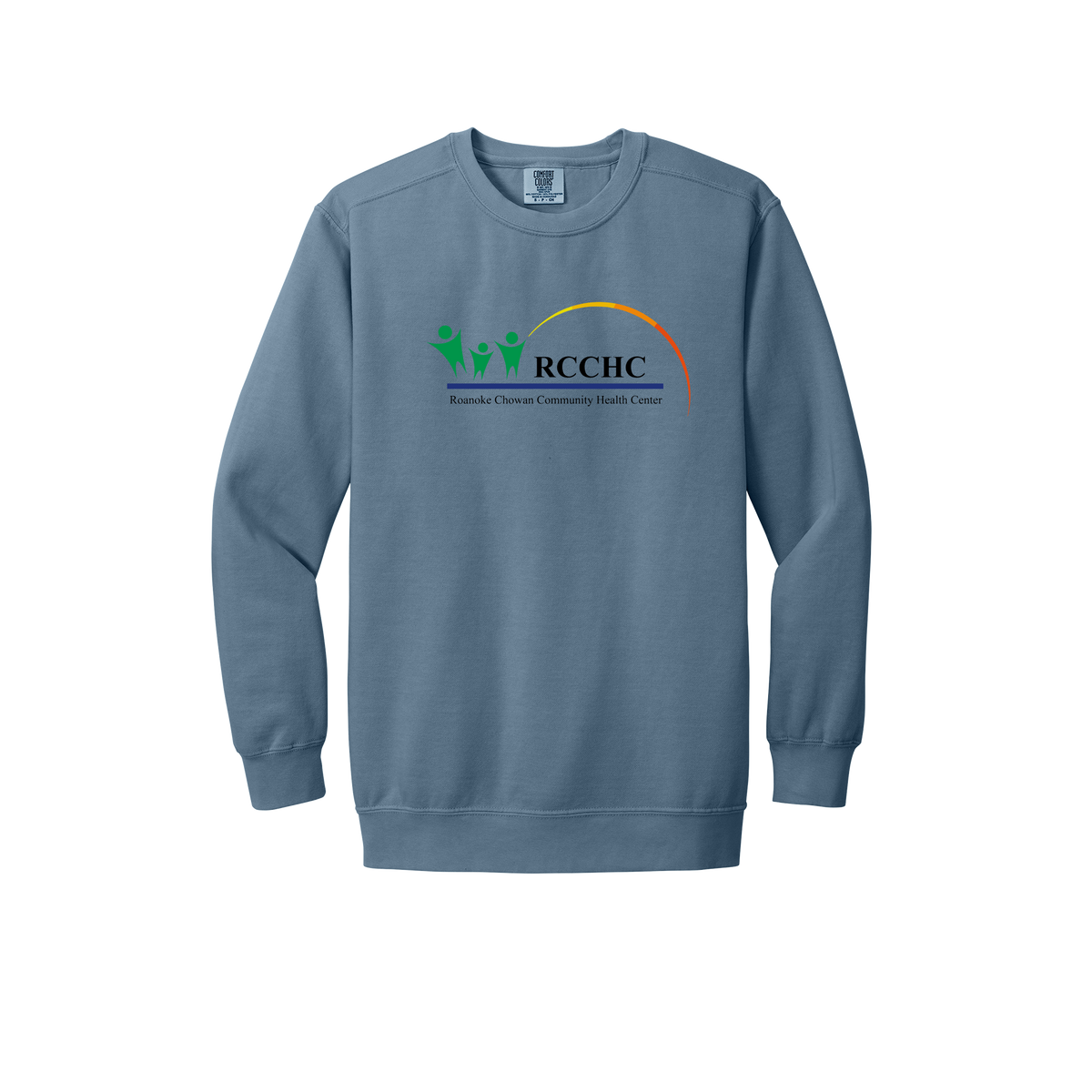 rcchc-premium-clinic-comfort-crewneck-dtf-front-1566-bluejean-flat-front