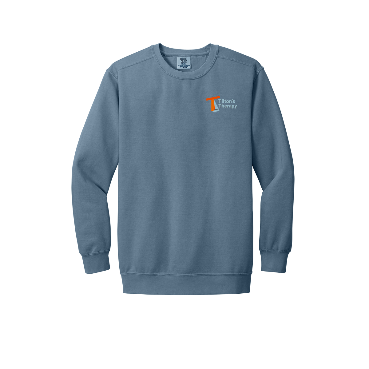 tiltonstherapy-premium-comfort-crewneck-dtf-leftchest-1566-bluejean-flat-front