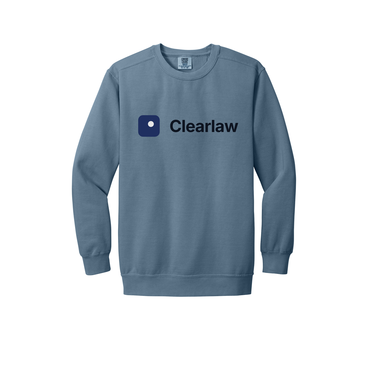 clearlaw-premium-comfort-crewneck-dtf-front-1566-bluejean-flat-front