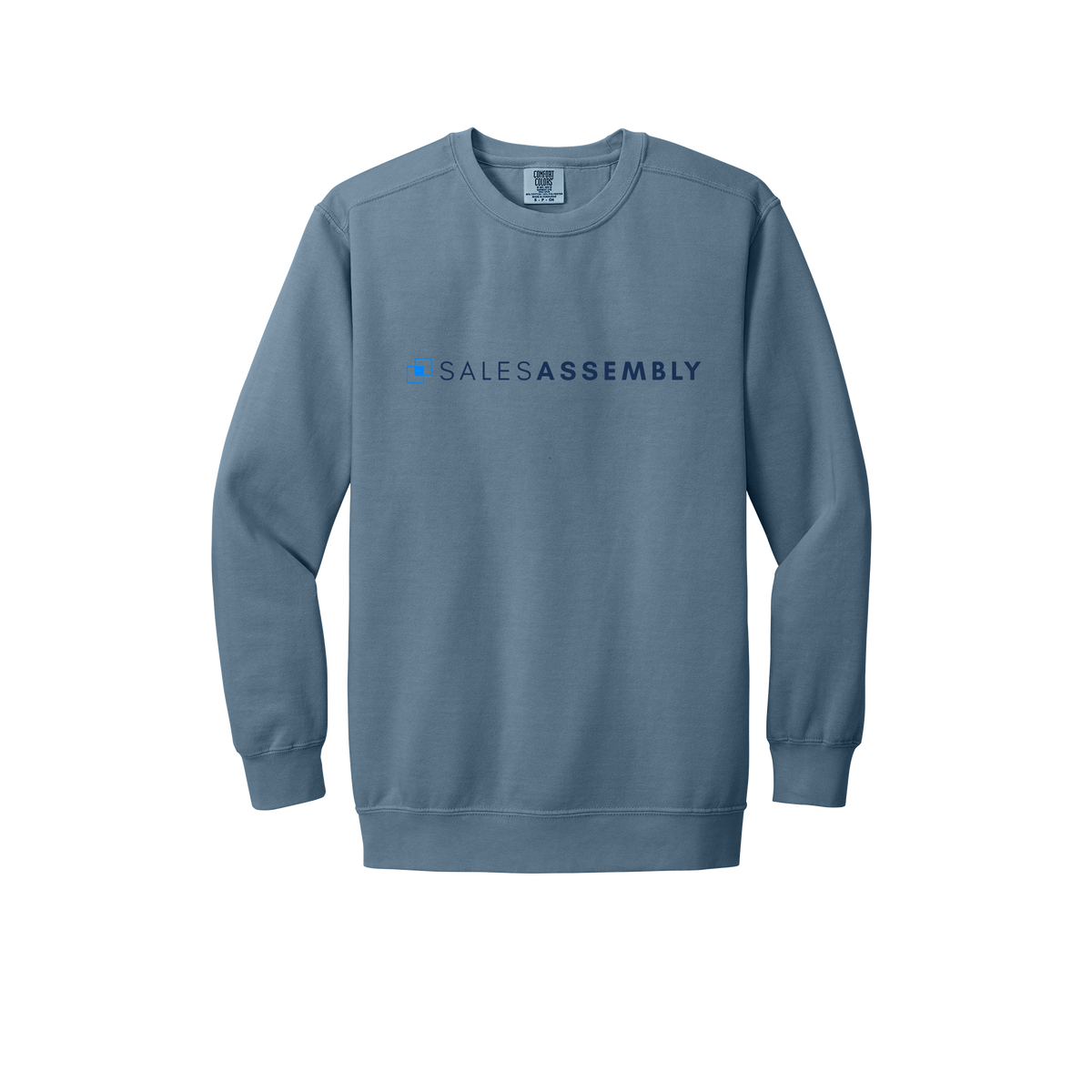 salesassembly-premium-comfort-crewneck-dtf-front-1566-bluejean-flat-front