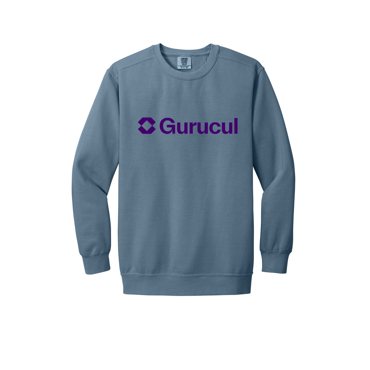 gurucul-premium-comfort-crewneck-dtf-front-1566-bluejean-flat-front