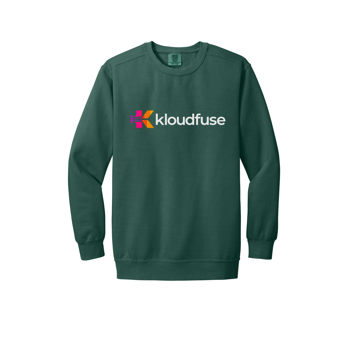 kloudfuse-premium-comfort-crewneck-dtf-front-1566-bluespruce-flat-front