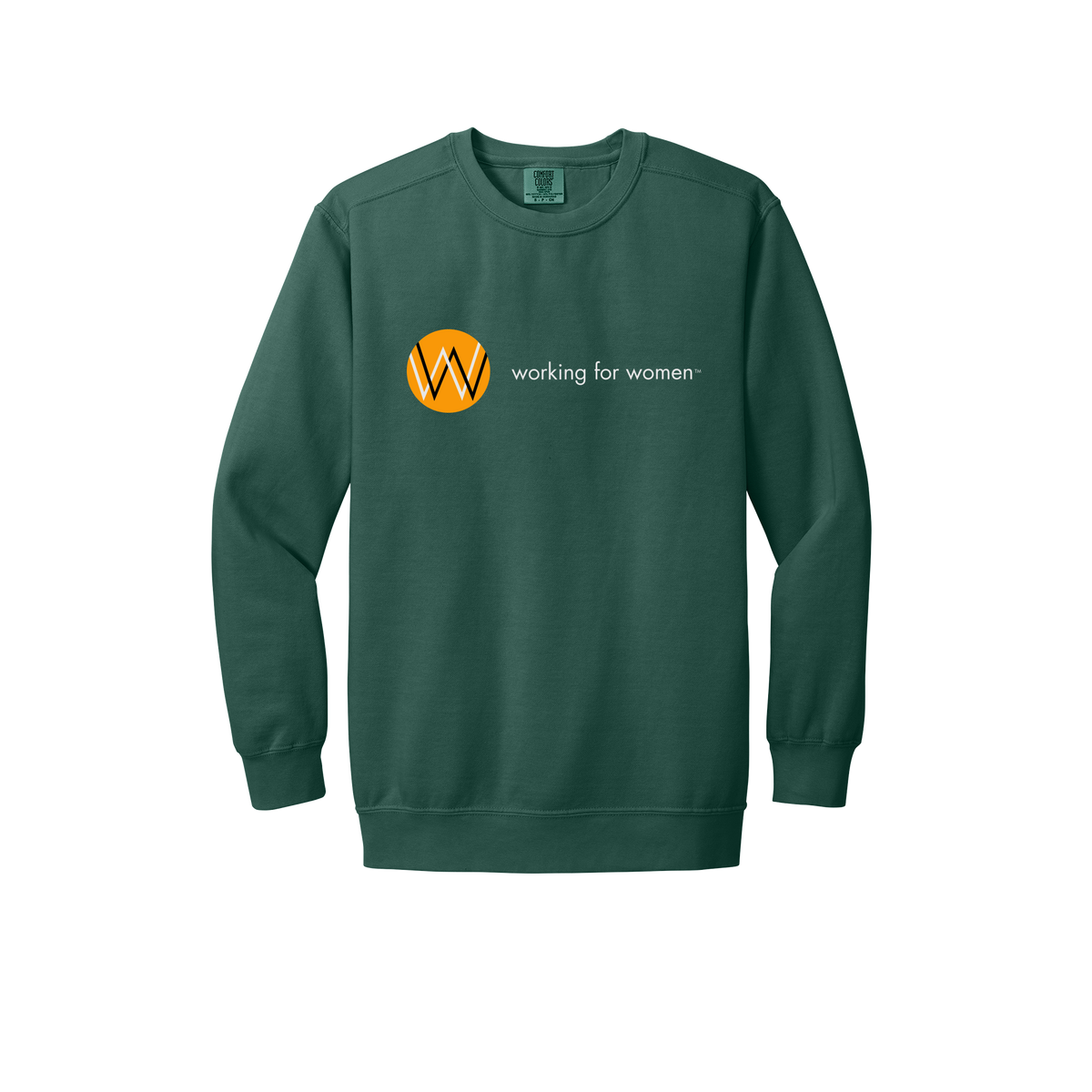workingforwomen-premium-comfort-crewneck-dtf-front-1566-bluespruce-flat-front