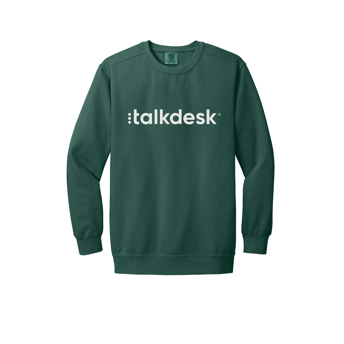 talkdesk-premium-comfort-crewneck-dtf-front-1566-bluespruce-flat-front