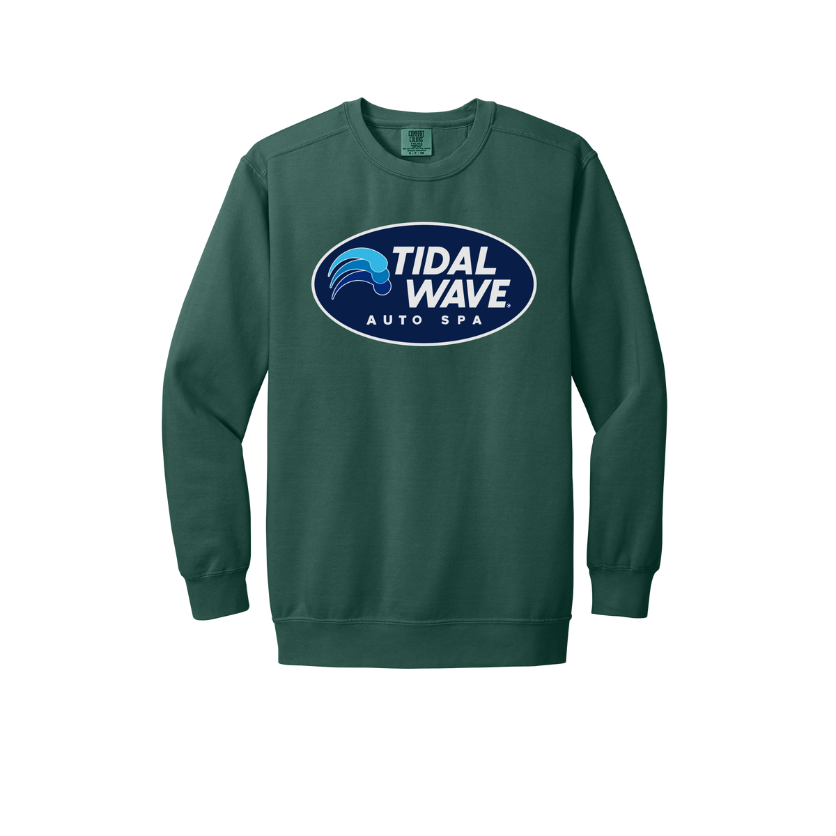 tidalwaveautospa-premium-comfort-crewneck-dtf-front-1566-bluespruce-flat-front
