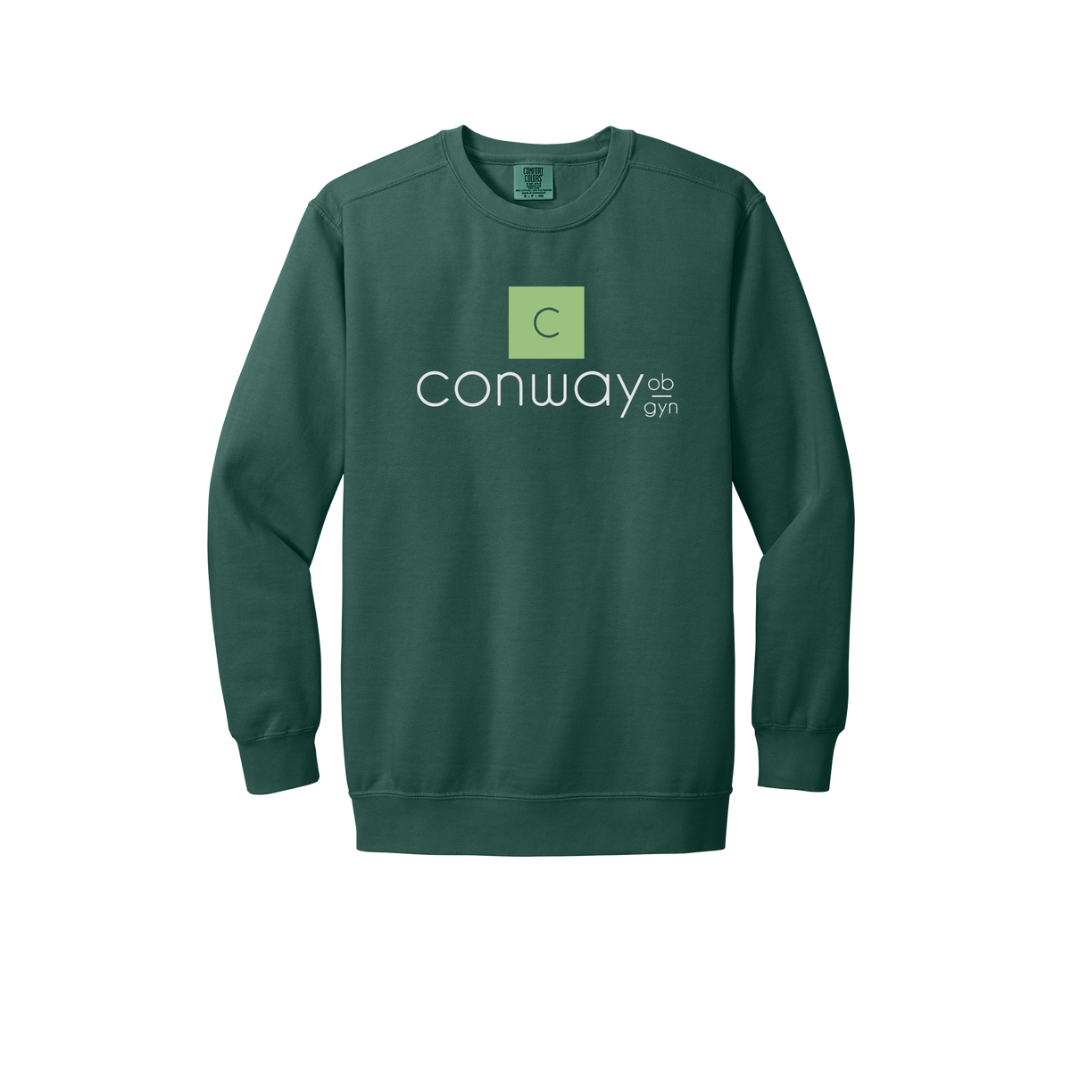 conwayobgyn-premium-clinic-comfort-crewneck-dtf-front-1566-bluespruce-flat-front
