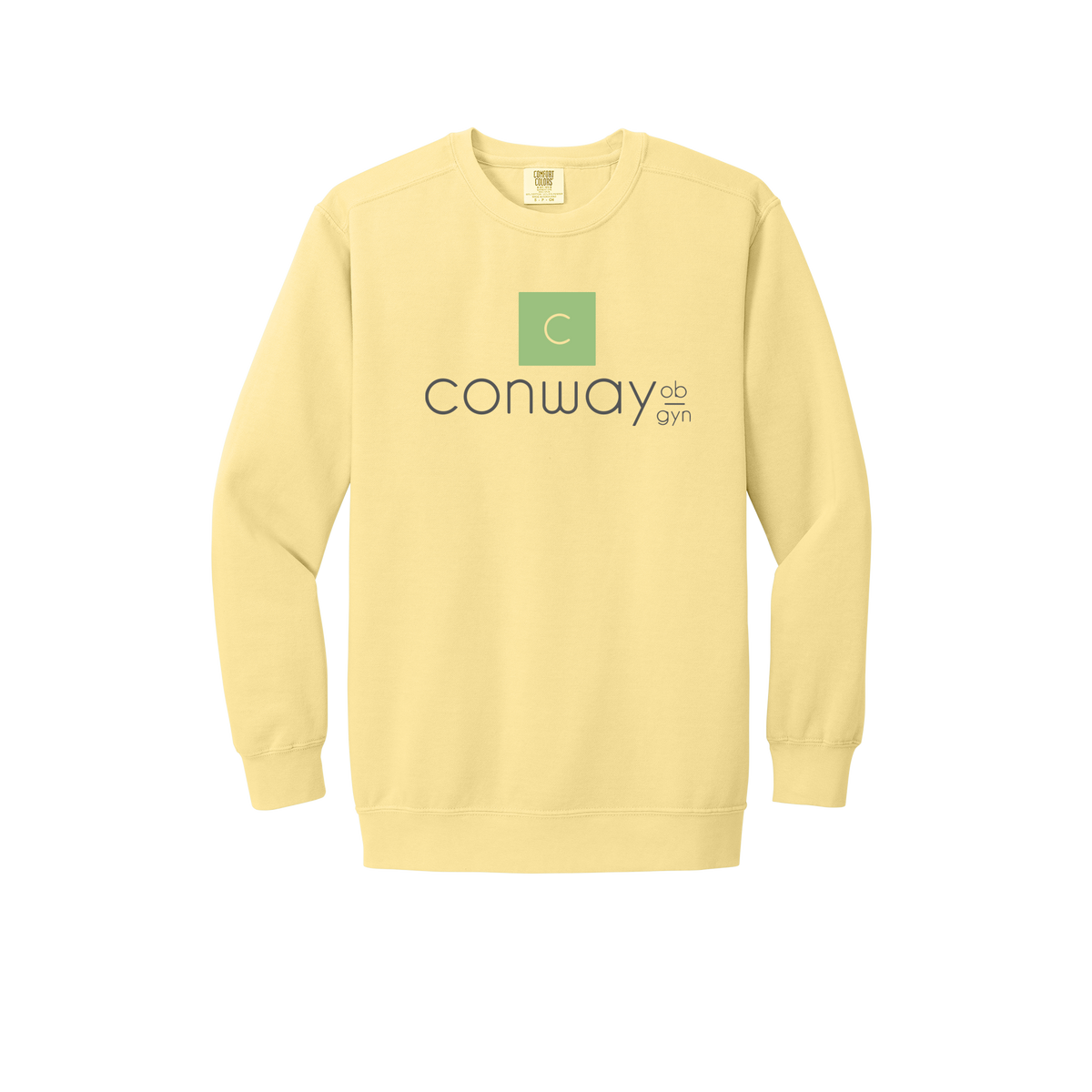 conwayobgyn-premium-clinic-comfort-crewneck-dtf-front-1566-butter-flat-front