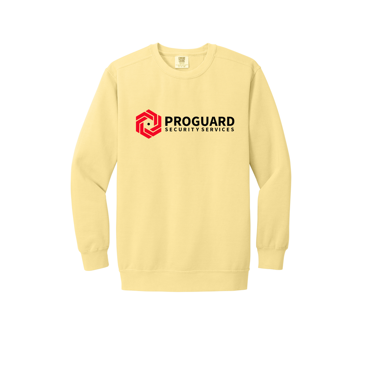 proguardsecurityservices-premium-comfort-crewneck-dtf-front-1566-butter-flat-front