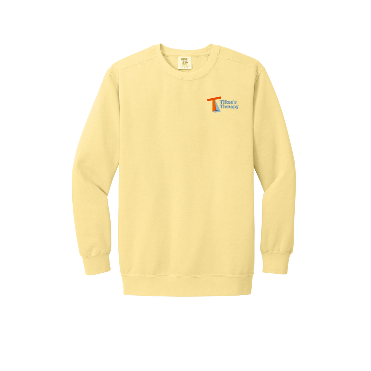 tiltonstherapy-premium-comfort-crewneck-dtf-leftchest-1566-butter-flat-front