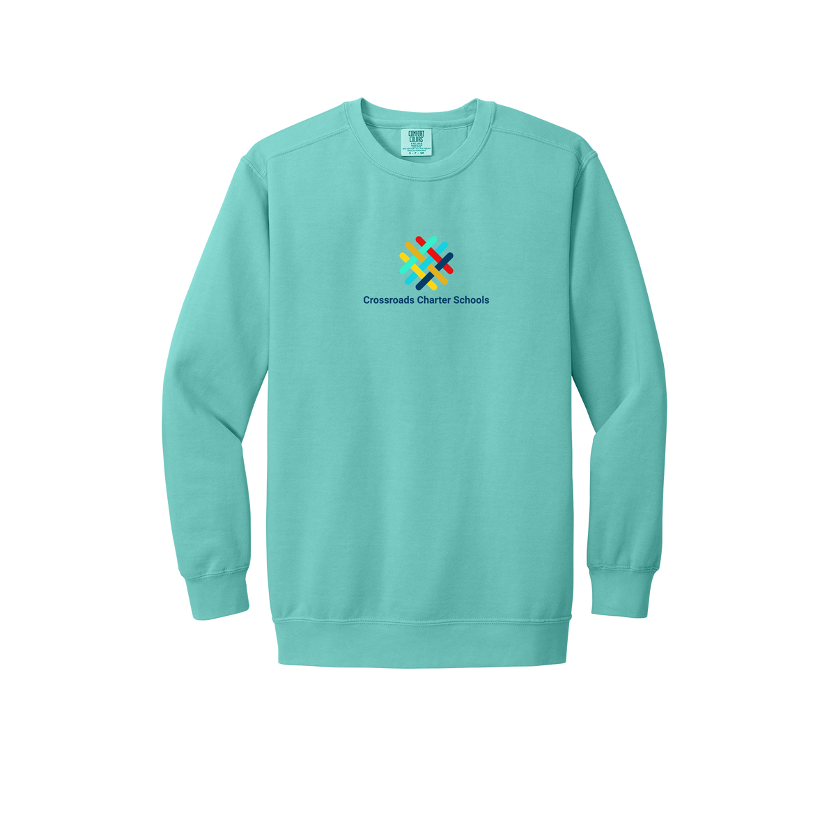 crossroadsschoolskc-premium-comfort-crewneck-dtf-front-1566-chalkymint-flat-front