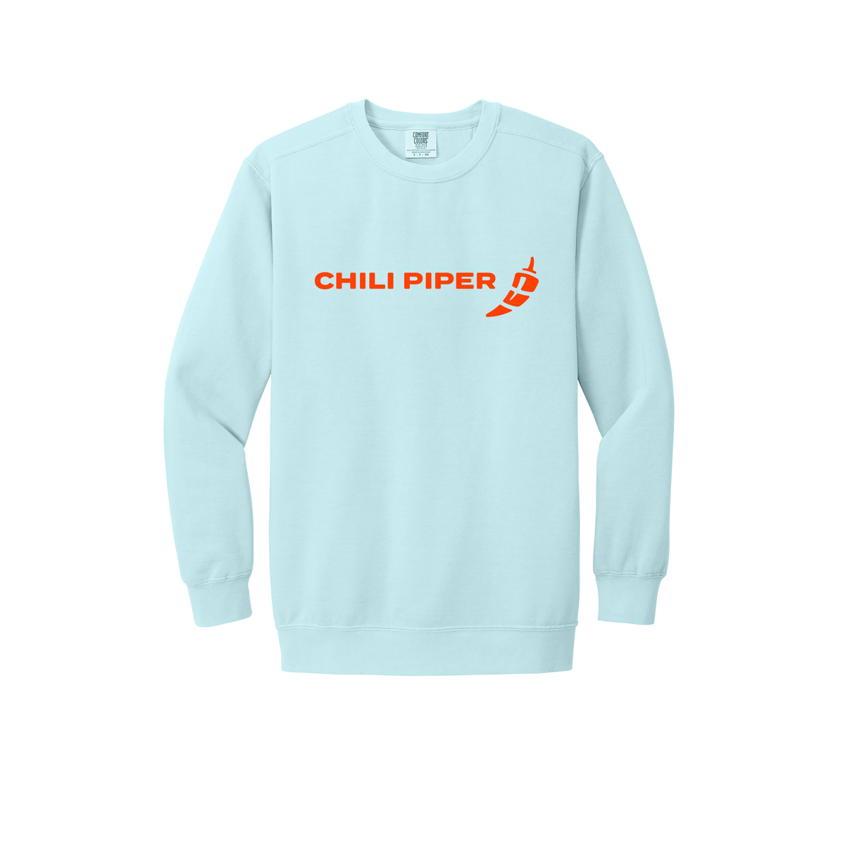 chilipiper-premium-comfort-crewneck-dtf-front-1566-chambray-flat-front
