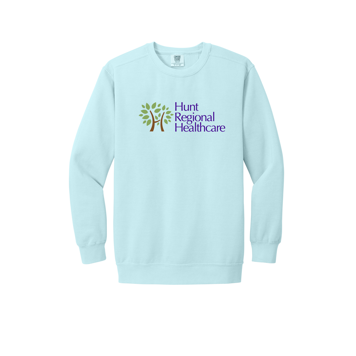 huntregional-premium-clinic-comfort-crewneck-dtf-front-1566-chambray-flat-front