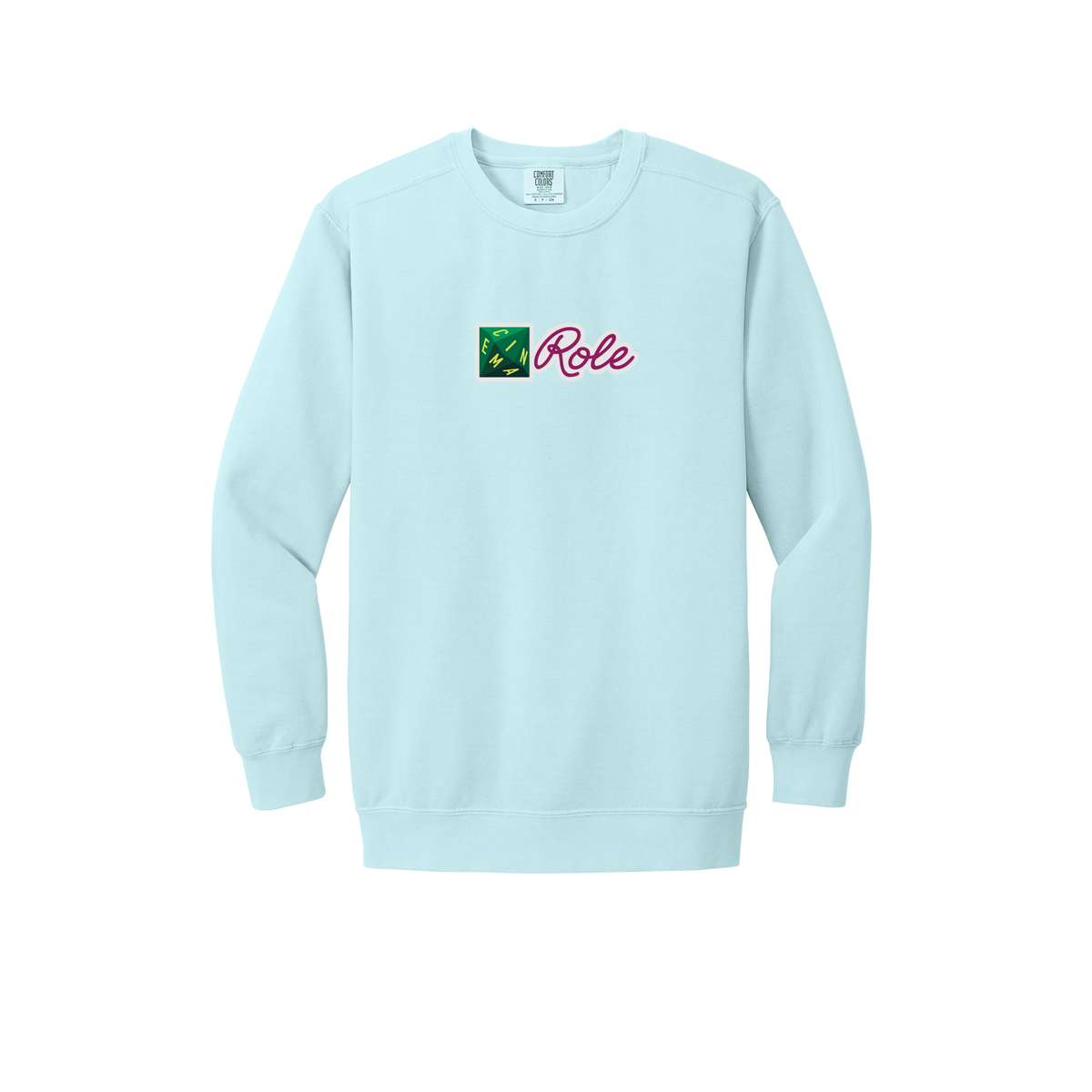 cinemarole-premium-comfort-crewneck-dtf-front-1566-chambray-flat-front