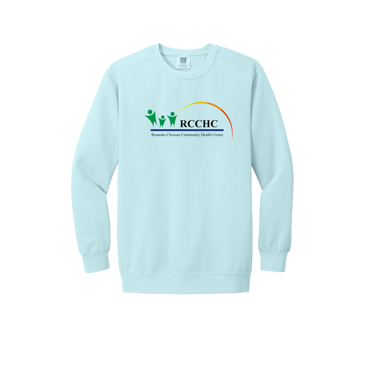 rcchc-premium-clinic-comfort-crewneck-dtf-front-1566-chambray-flat-front