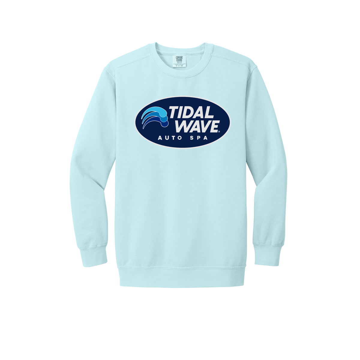 tidalwaveautospa-premium-comfort-crewneck-dtf-front-1566-chambray-flat-front