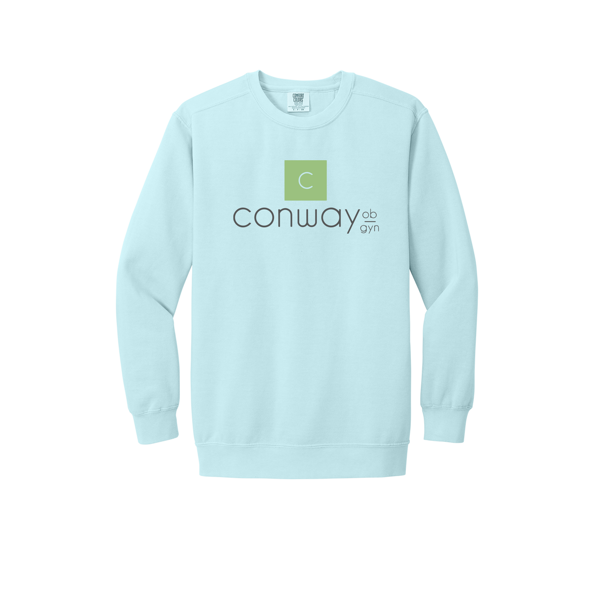 conwayobgyn-premium-clinic-comfort-crewneck-dtf-front-1566-chambray-flat-front