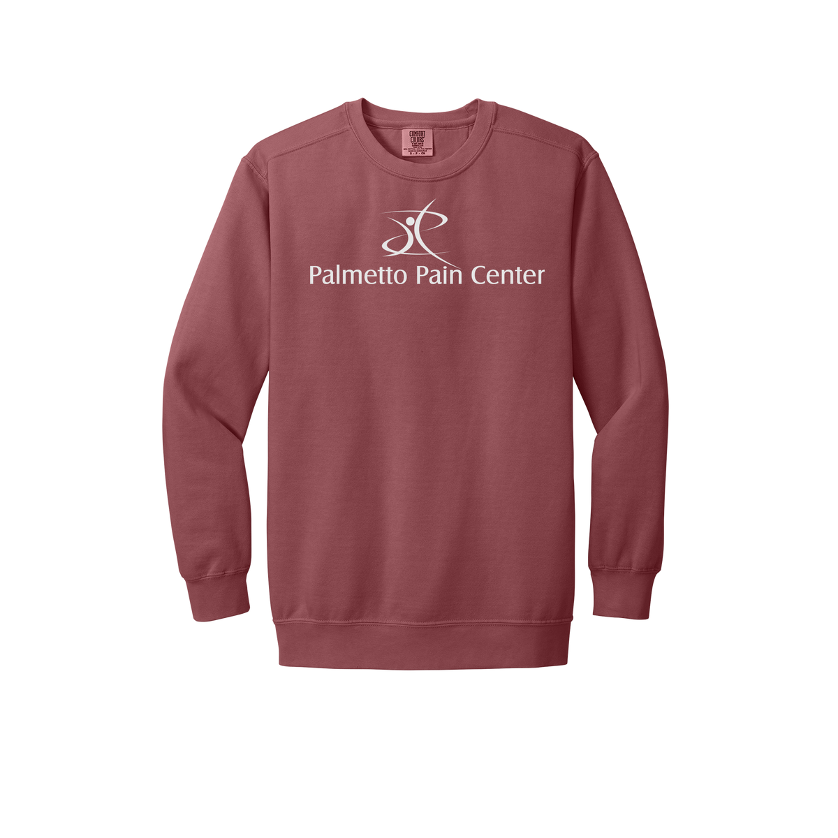 palmetto-pain-center-premium-clinic-comfort-crewneck-dtf-front-1566-crimson-flat-front
