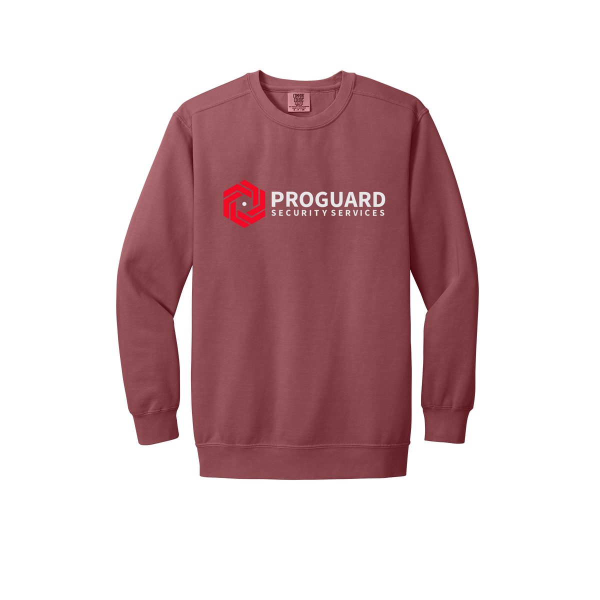 proguardsecurityservices-premium-comfort-crewneck-dtf-front-1566-crimson-flat-front