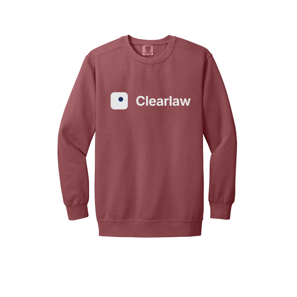 clearlaw-premium-comfort-crewneck-dtf-front-1566-crimson-flat-front