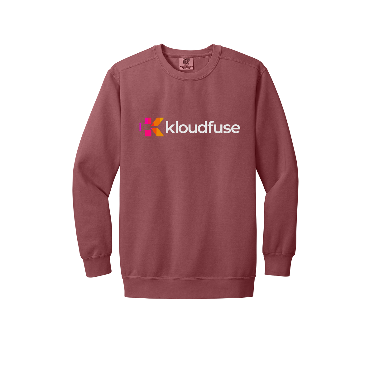 kloudfuse-premium-comfort-crewneck-dtf-front-1566-crimson-flat-front
