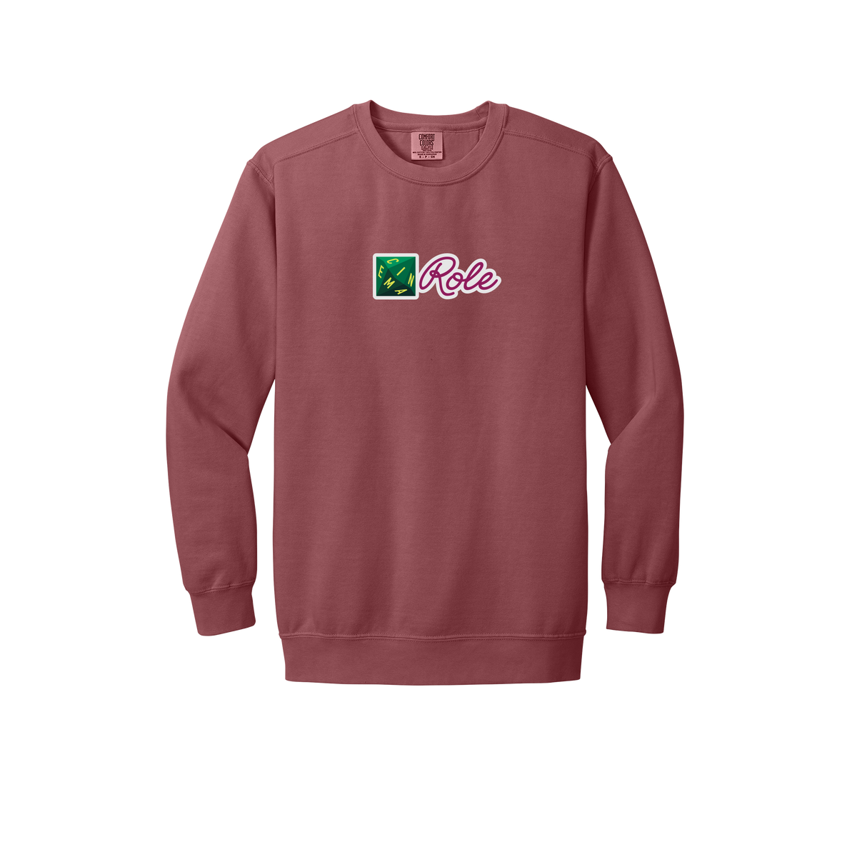 cinemarole-premium-comfort-crewneck-dtf-front-1566-crimson-flat-front