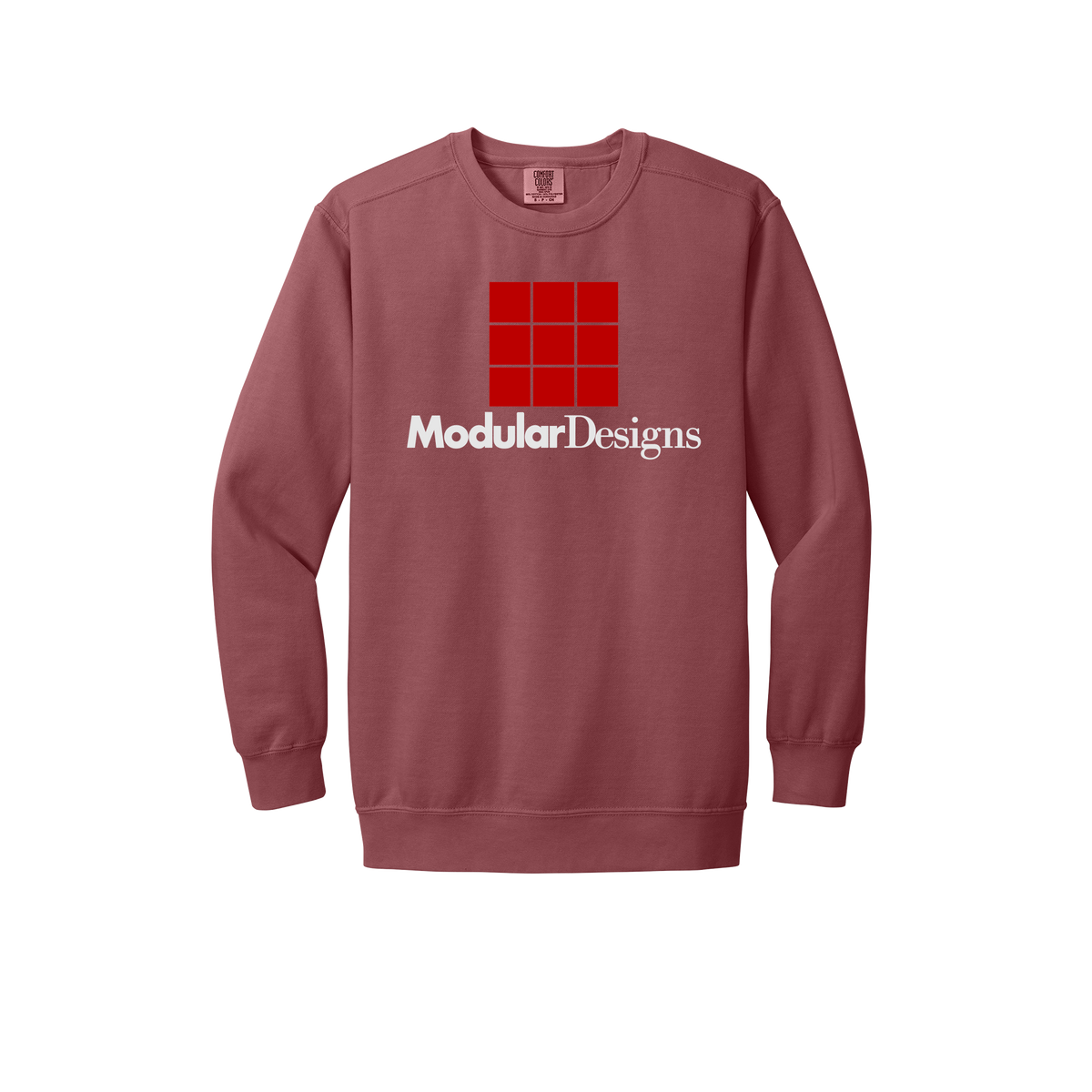 modulardesignsflooring-premium-comfort-crewneck-dtf-front-1566-crimson-flat-front