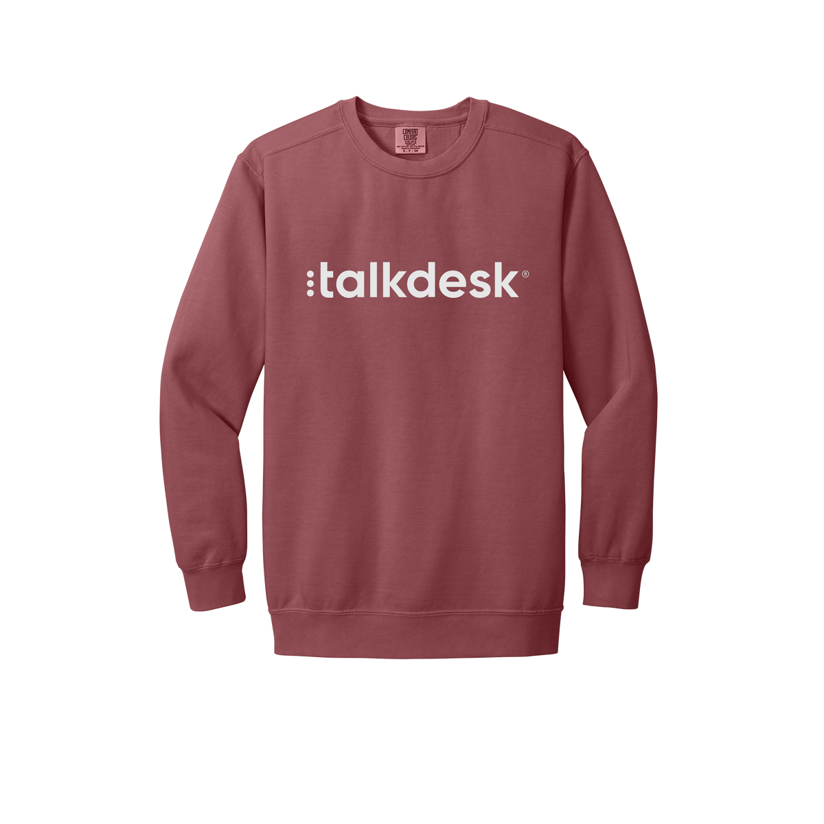 talkdesk-premium-comfort-crewneck-dtf-front-1566-crimson-flat-front