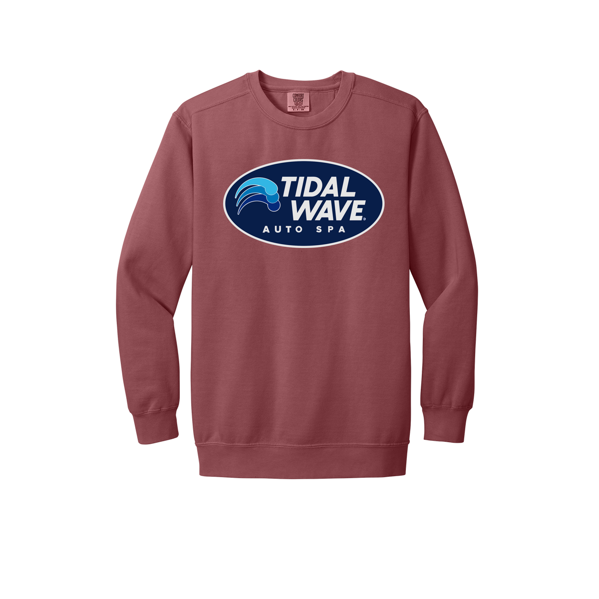 tidalwaveautospa-premium-comfort-crewneck-dtf-front-1566-crimson-flat-front