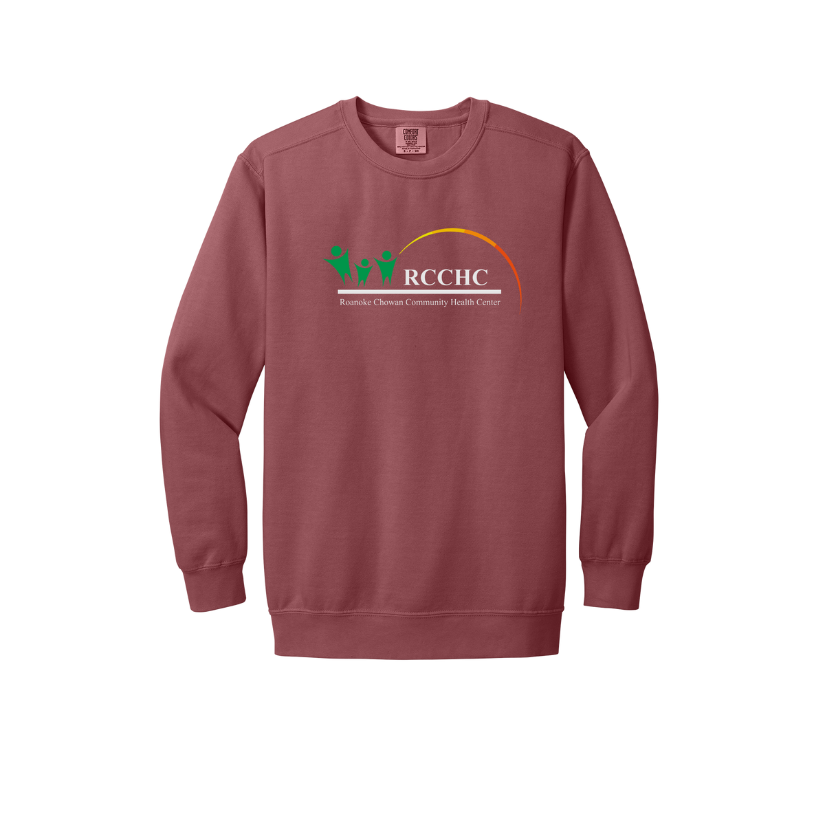rcchc-premium-clinic-comfort-crewneck-dtf-front-1566-crimson-flat-front