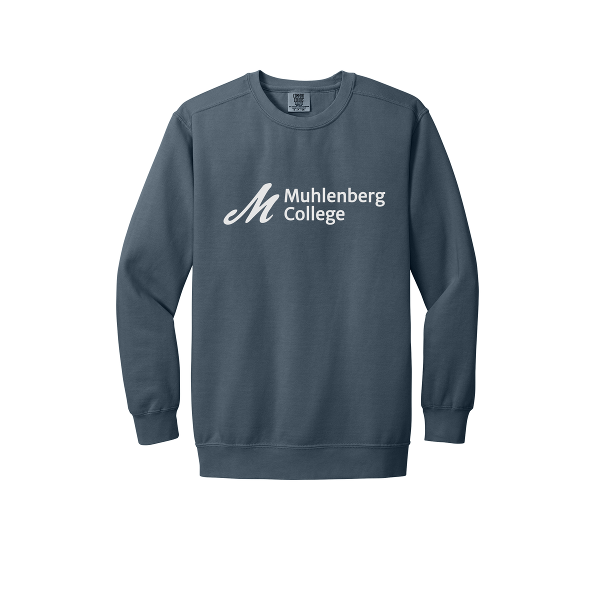 muhlenberg-premium-comfort-crewneck-dtf-front-1566-denim-flat-front