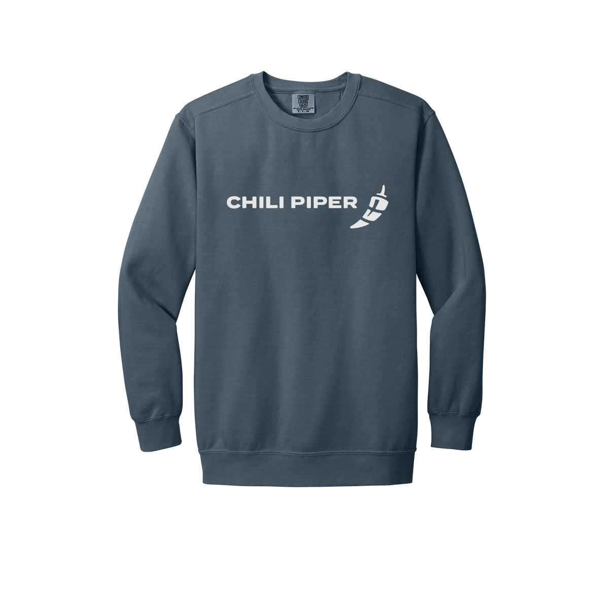 chilipiper-premium-comfort-crewneck-dtf-front-1566-denim-flat-front