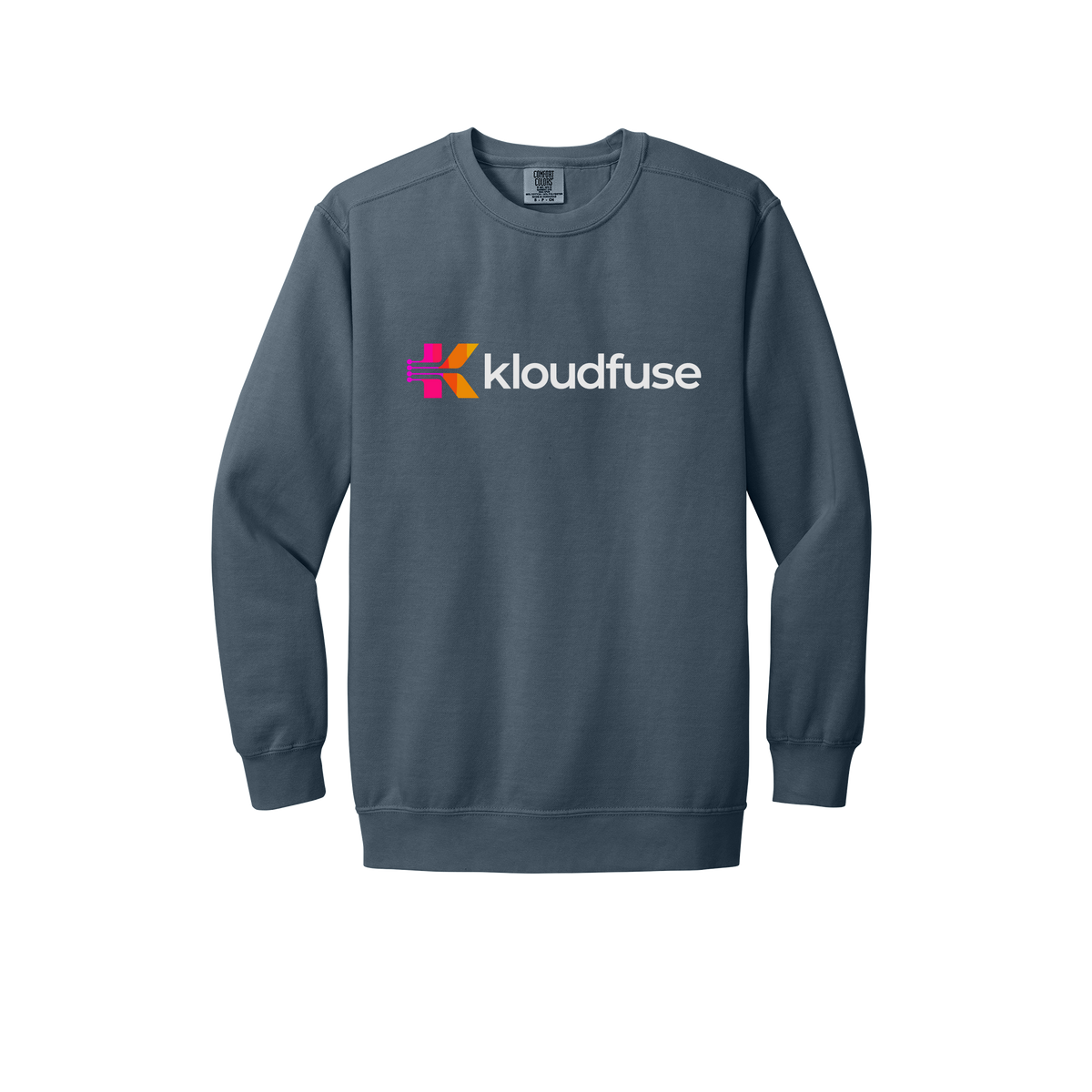 kloudfuse-premium-comfort-crewneck-dtf-front-1566-denim-flat-front