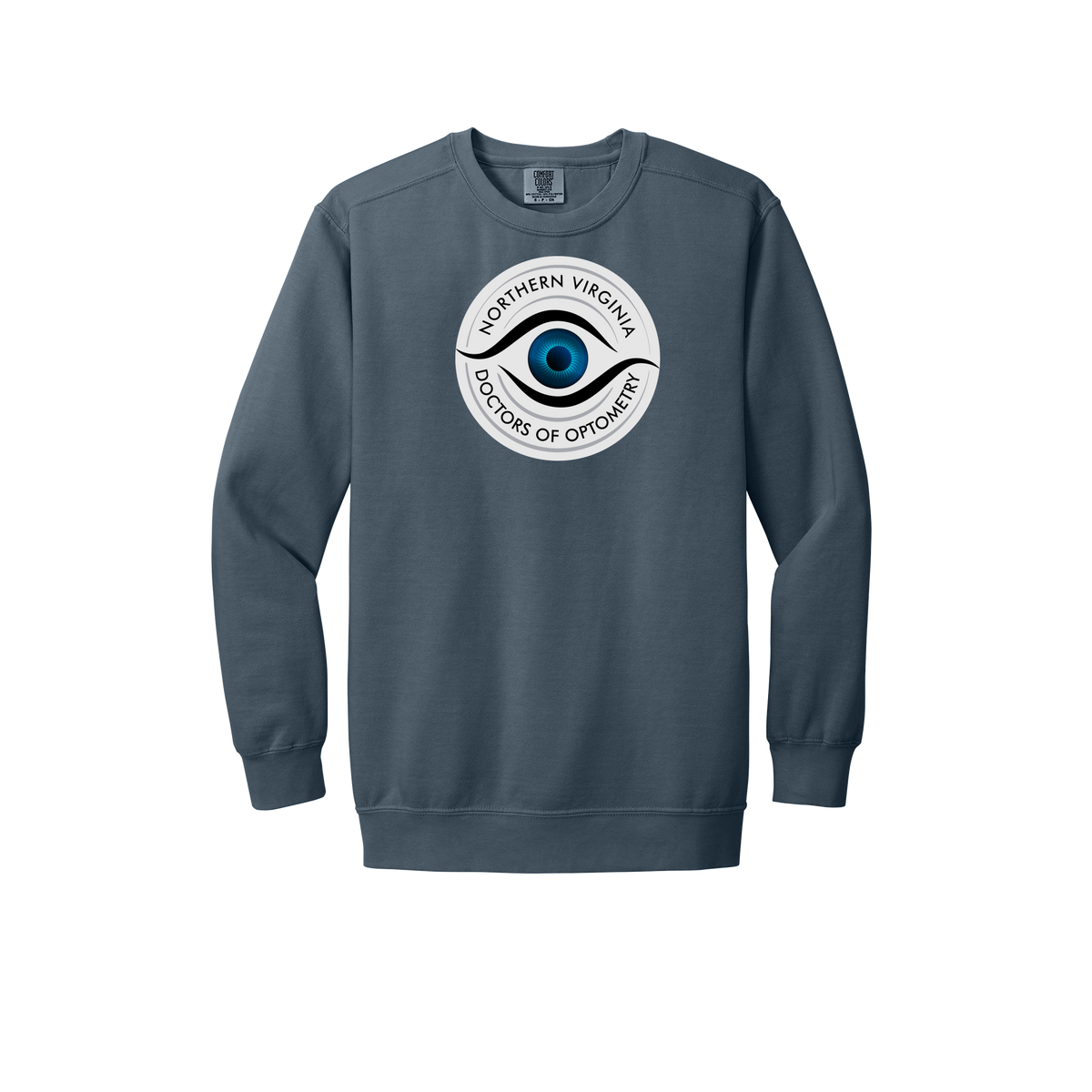 novaeyedocs-premium-clinic-comfort-crewneck-dtf-front-1566-denim-flat-front