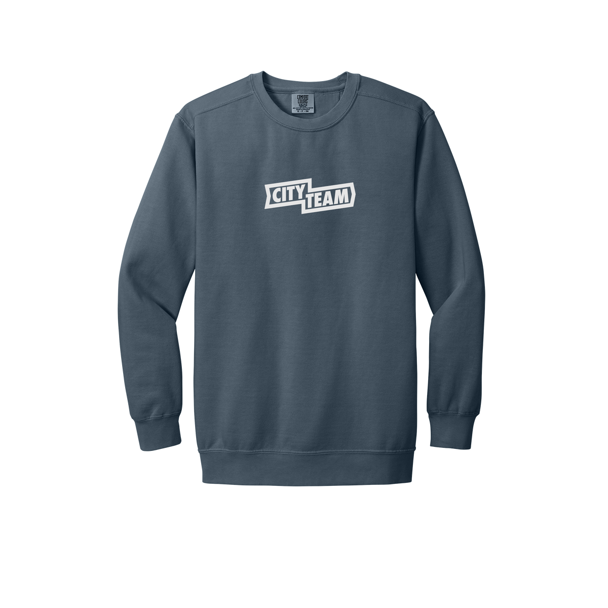 cityteam-premium-comfort-crewneck-dtf-front-1566-denim-flat-front