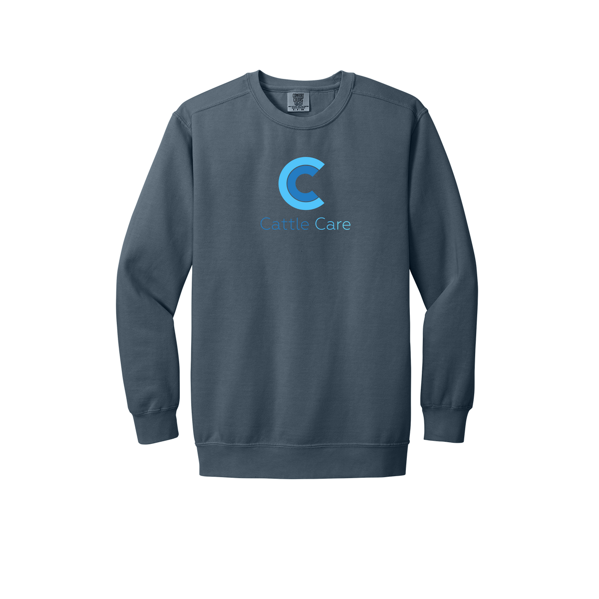 cattle-care-premium-comfort-crewneck-dtf-front-1566-denim-flat-front