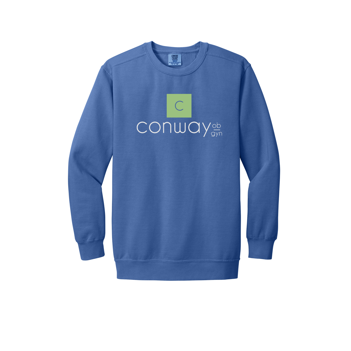 conwayobgyn-premium-clinic-comfort-crewneck-dtf-front-1566-floblue-flat-front
