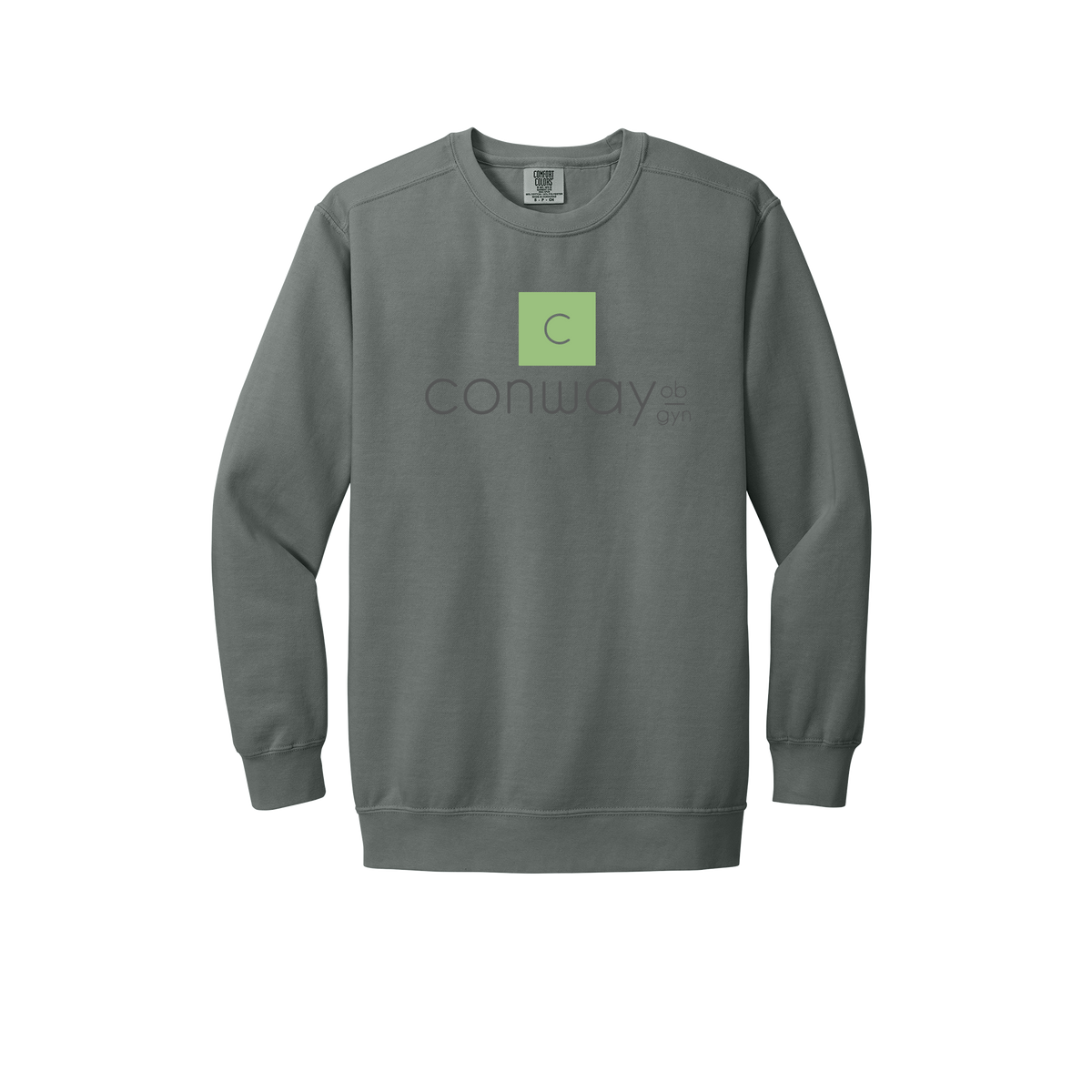 conwayobgyn-premium-clinic-comfort-crewneck-dtf-front-1566-grey-flat-front